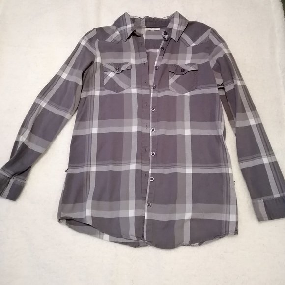 Plaid button-down grey shirt - Picture 1 of 9